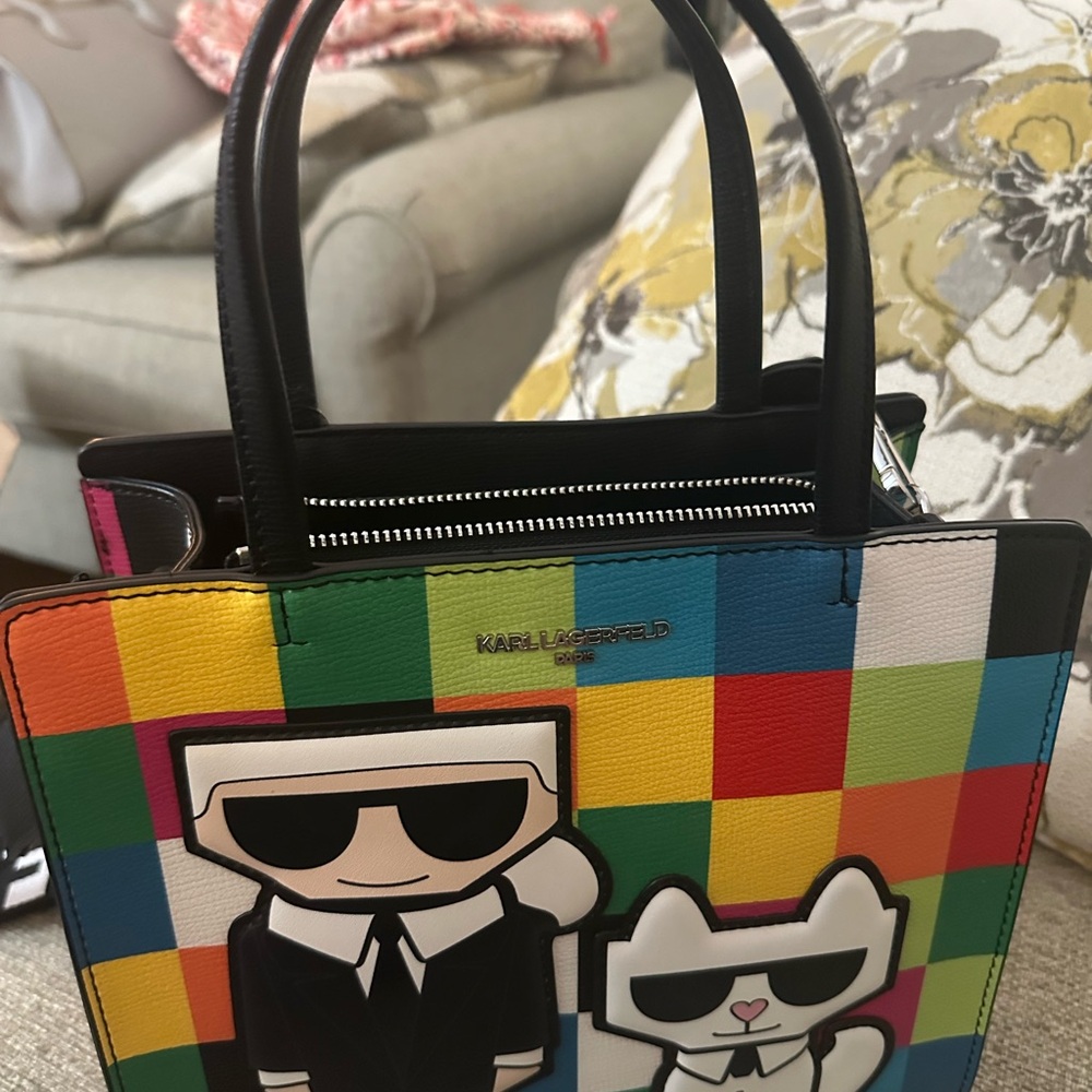 Karl Lagerfeld Paris Maybelle Rainbow Tote Crossbody Bag NWT With Pouch - Picture 8 of 15